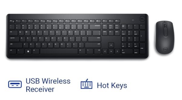 Dell KM3322W Wireless USB Keyboard and Mouse Combo, Anti-Fade & Spill-Resistant Keys, up to 36 Month Battery Life, 3Y Advance Exchange Warranty - Black - Image 5