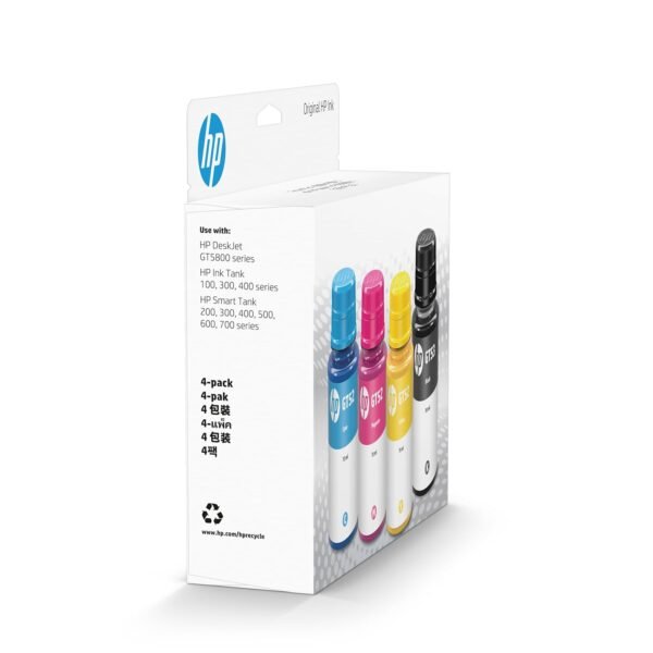 HP Ink Bottle Black & Color (GT 53 Black GT 52 C/M/Y) Combo Set of 4 (GT53 & GT52) - Image 2