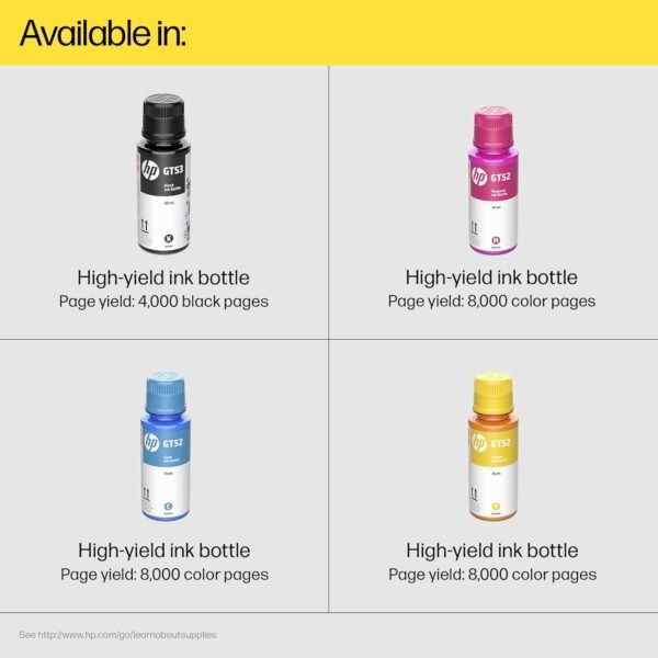 HP Ink Bottle Black & Color (GT 53 Black GT 52 C/M/Y) Combo Set of 4 (GT53 & GT52) - Image 3