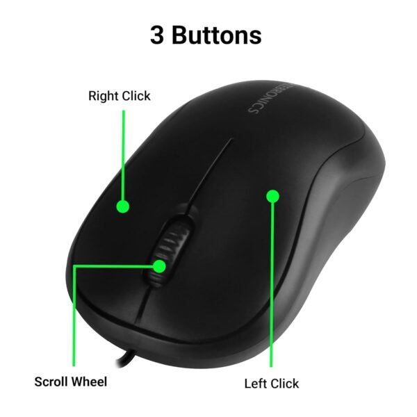 ZEBRONICS Zeb-Comfort Wired USB Mouse, 3-Button, 1000 DPI Optical Sensor, Plug & Play, for Windows/Mac, Black - Image 4