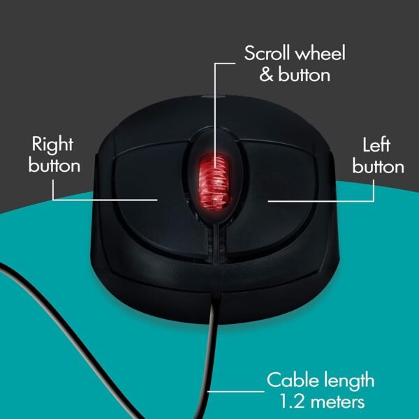 Zebonics-Zeb-Rise is a wired 1200 DPI USB optical high precision mouse that has 3 buttons and comes in a 1.2-meter cable length with an easy plug and play installation. - Image 4