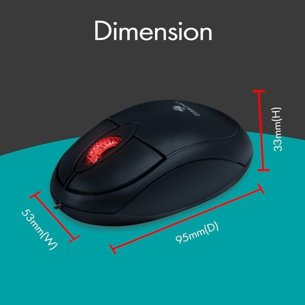 Zebonics-Zeb-Rise is a wired 1200 DPI USB optical high precision mouse that has 3 buttons and comes in a 1.2-meter cable length with an easy plug and play installation. - Image 2